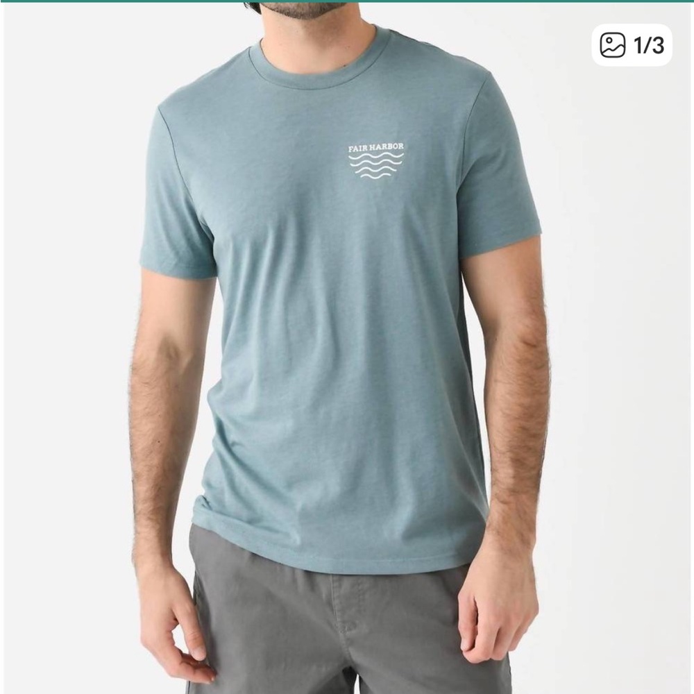 FAIR HARBOR kismet printed tee in heather green seas the day Large